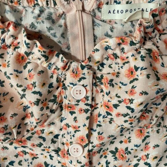 Aeropostale Mini Floral Dress Sz L Empire Waist Y2K Milkmaid Coquette - Picture 2 of 9
